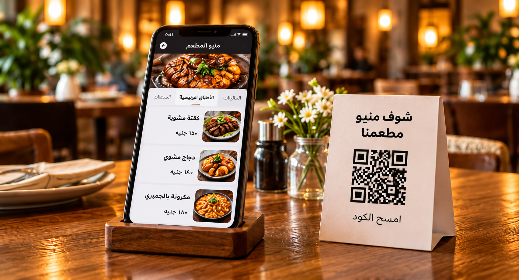 منيو المطعم وكود QR